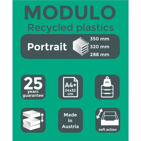 Cassettiera Exacompta MODULO Classic 5 cassetti 28,8x35x32 cm grigio/nero 301014D